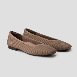 VIVAIA Margot 2.0 Square Toe V-Cut Ballet Flat in Espresso Brown Size 11 (EU 43)